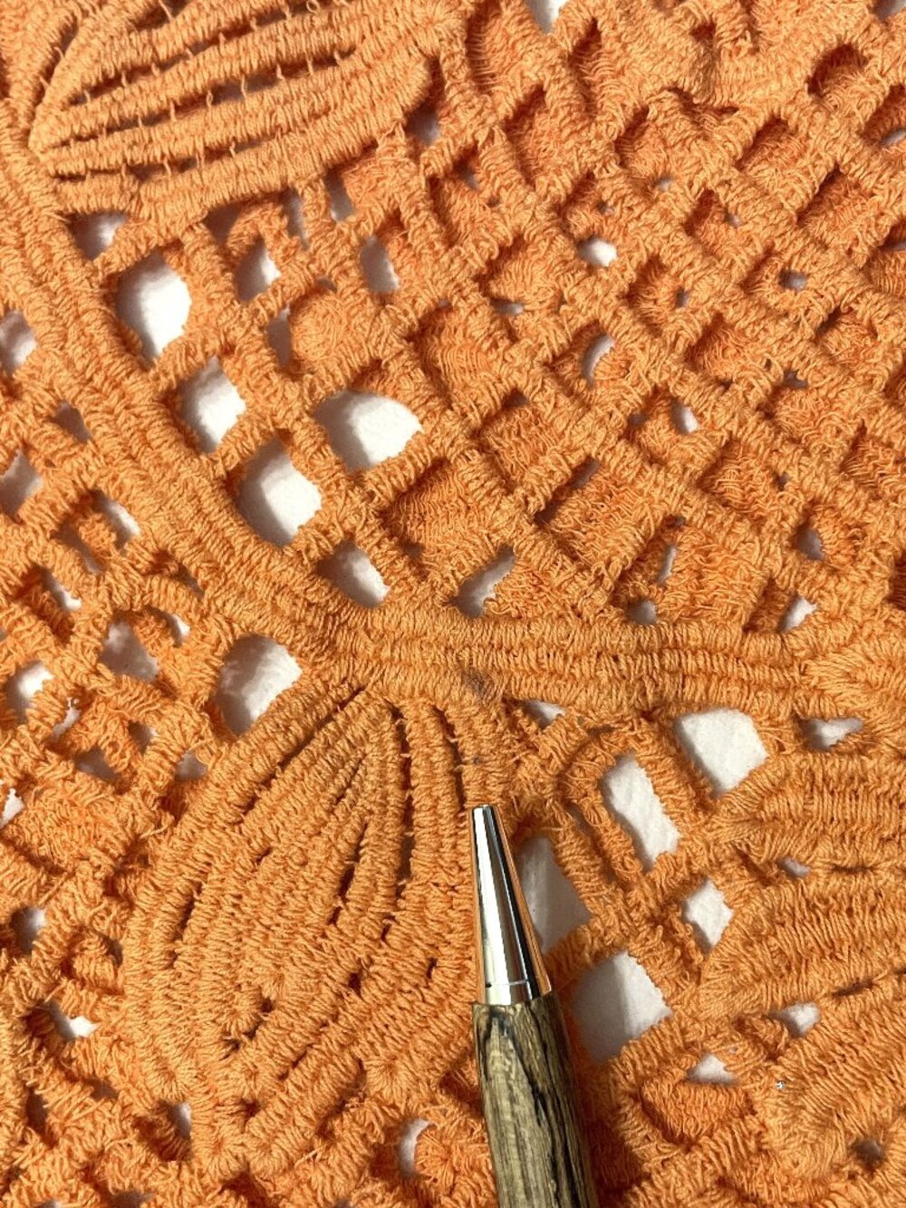 Paparazzi Crochet Mesh Open Knit Top Orange Med Long Sleeve Boho Festival Beach - Picture 16 of 16